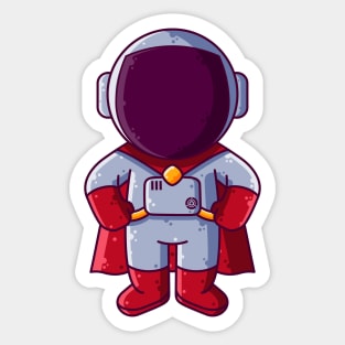 Cute Astronaut Superhero Standing Cartoon Sticker